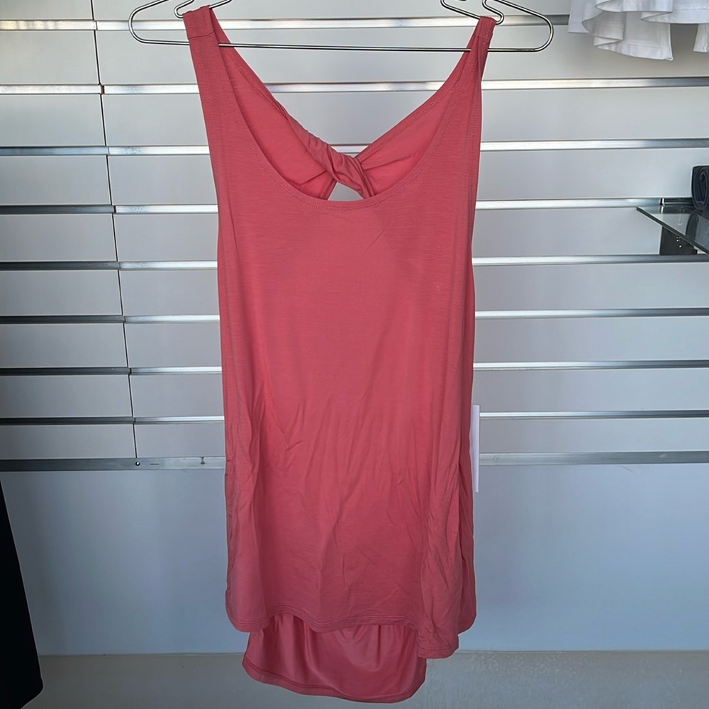Tavi, Breezy tank, open back, longer to cover seat, Poppy (watermelon color)